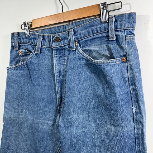 Vintage Levis 505 Orange Tab USA Denim Jeans 32 x 29 70s Straight - Picture 3 of 11
